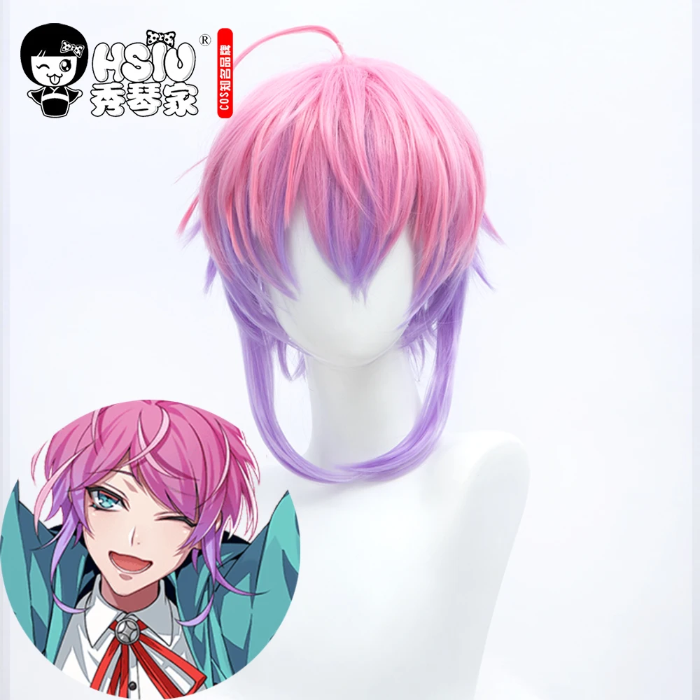 

HSIU Anime Division Rap Battle Hypnosis MIC Role Playing cosplay Amemura Ramuda Pink Gradient Short Wig