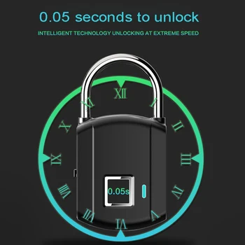 

USB Rechargeable Smart Keyless Electronic Fingerprint Lock Home Anti-theft Safety Security Padlock Door Luggage Case Lock