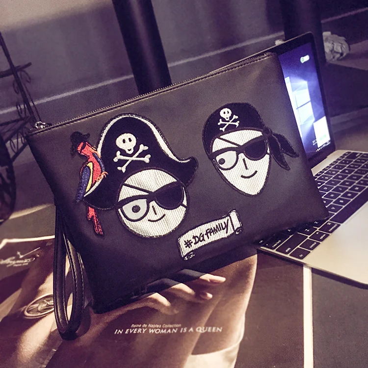 Вместительный клатч из искусственной кожи с рисунком пиратов для денег чехол Ipad |