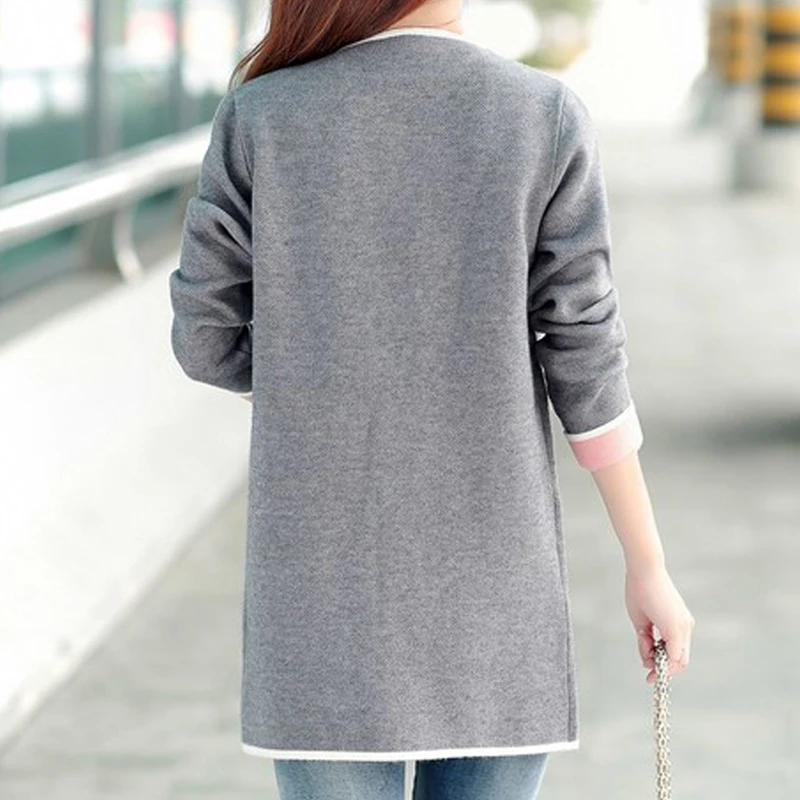 5XL осенне-зимняя куртка Женские пальто женская верхняя одежда повседневное пальто с карманами Jaqueta Mujer размера плюс вязаный кардиган