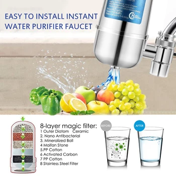 

Mini Plating Tap Water Purifier Kitchen Faucet Ceramic Percolator Water Filter Filtro Rust Removal Replacement