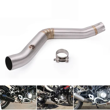 

Motorcycle Middle Link Pipe,47 mm Stainless Steel Exhaust Muffler for Benelli TRK502 2017-2018