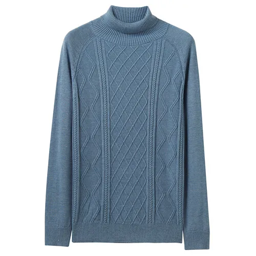 04Blue Giordano мужской вязанный джемпер с высокой круглый шеей, и узорами на груди, выполнен в трёх цветовых вариантах - Цвет: 04Blue