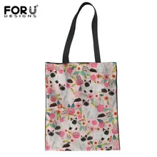 FORUDESIGNS дизайнерская сумка-тоут с птичьим котом, многоразовые сумки через плечо для продуктов, льняные сумки для покупок