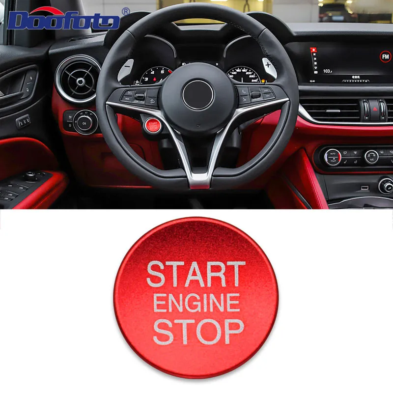 Red Cover Doofoto для Alfa Romeo Start Stop стильная кнопка Зажигания для автомобиля крышка кольцо кнопка пуска корпус Стайлинг Автомобильная наклейка для внутреннего интерьера аксессуары - Цвет: Red Cover