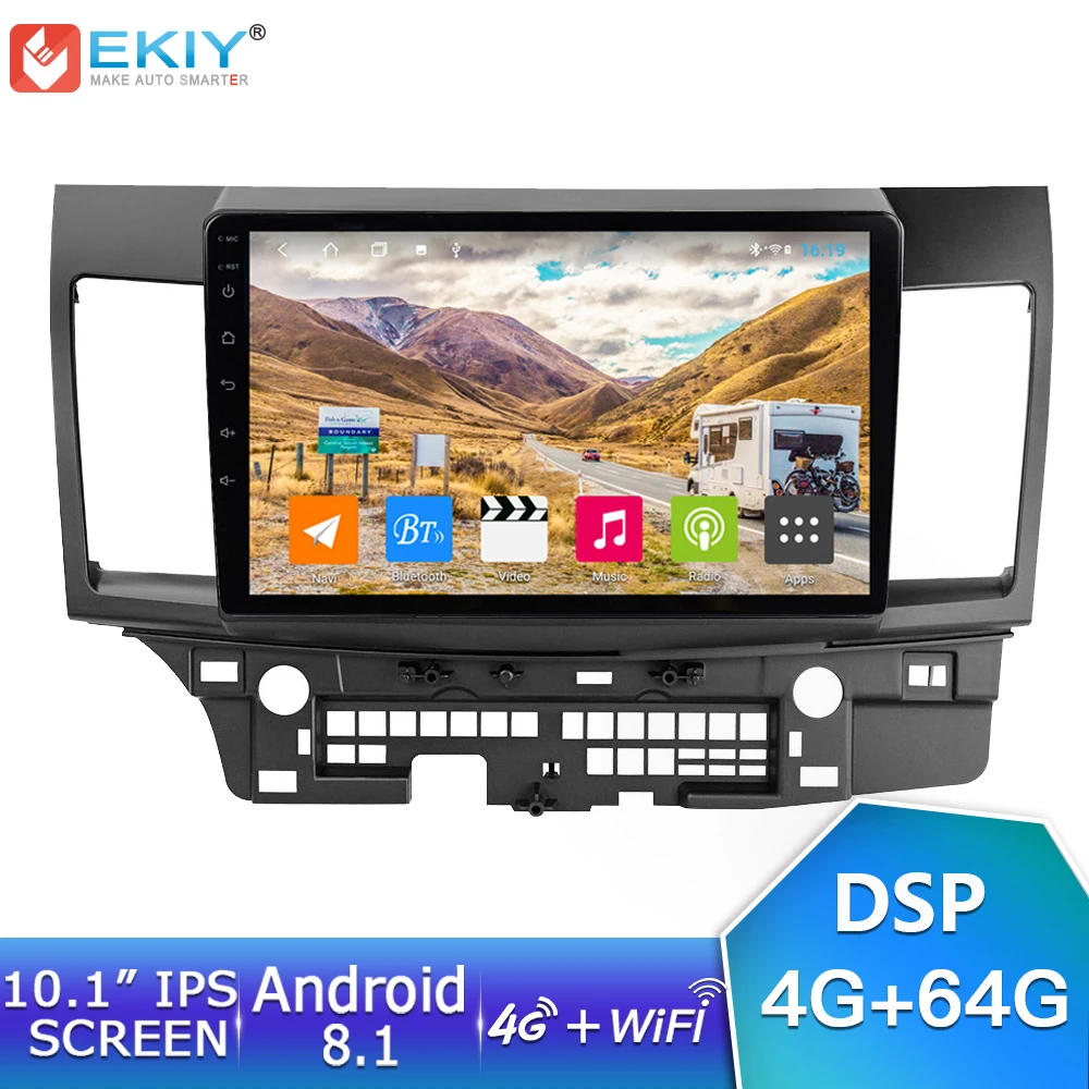 EKIY 10,1 ''ips Android 8,1 Автомагнитола 4G+ 64G Мультимедиа авто для MITSUBISHI LANCER 2007- GPSNavigation стерео видео плеер