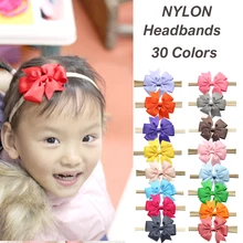 

Newborn Ribbon Bow with Nude Nylon Headband Soft Children Infant Bebes Headwrap Kids Hairbow Hairband Baby Girl Boy Bow for Hair