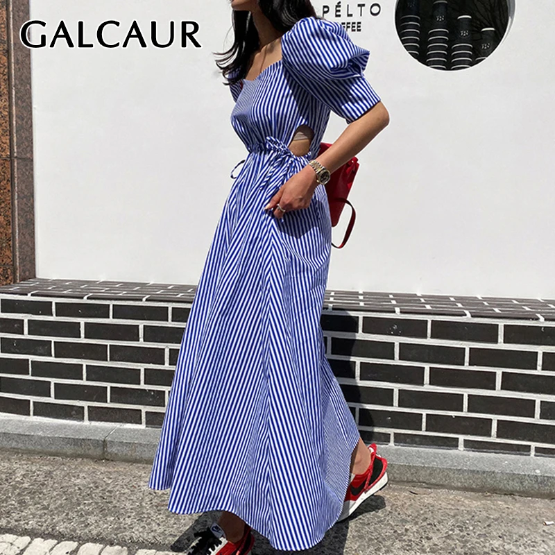 Женское клетчатое платье с квадратным вырезом высокой талией и