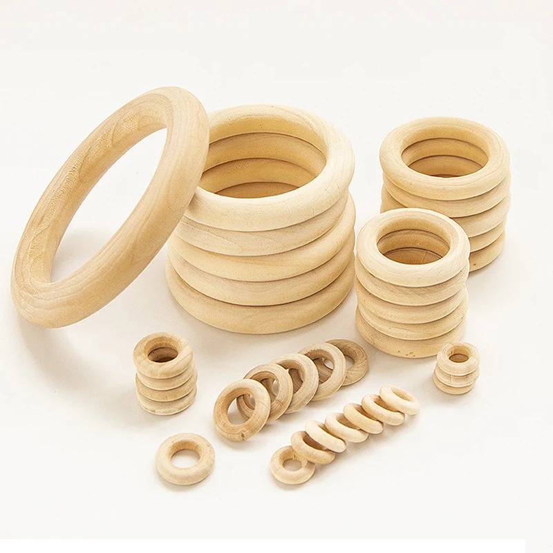 Description Picture 3 of item15-100MM Natural Wood Circle DIY Crafts For Jewelry Making Baby Teething Wooden Ring Kids Toy Ornaments Jewel MakingAccessories