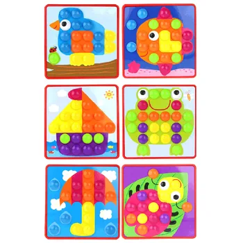 

Kids Puzzles Peg Board Children Cartoon Design Mushroom Nails 3D Puzzle Board Educational Toy