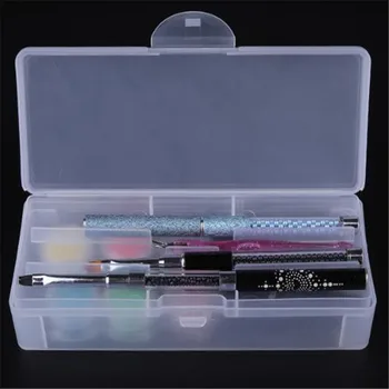 

Double Layer Nail Rectangular Translucent Plastic Storage Box Dotting Drawing Brush Pen Polishing Sponge Buffer Container D238