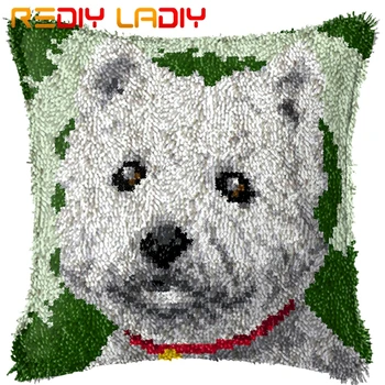 

Latch Hook Kit Make Your Own Cushion Westie Puppy Pre-Printed Canvas Crochet Pillow Case Latch Hook Cushion Cover Hobby & Crafts