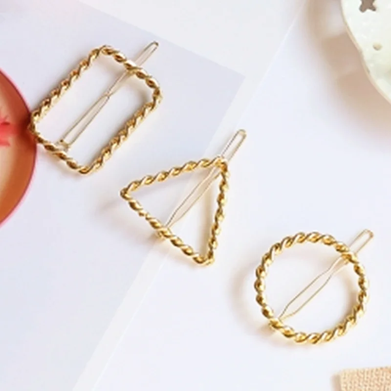 Женская треугольная заколка для волос металлическая Геометрическая из сплава со