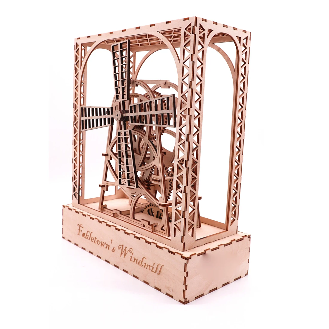 3D сказочная ветряная мельница деревянные механические Пазлы DIY Сборная модель(ветряная мельница+ база+ акриловая крышка+ Структура двигателя+ части
