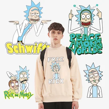 

Rick and Morty Patch Heat Transfer Vinyl Sticker Iron On Transfers For Clothes Thermal Transfer Printed Applique On Clothes DIY