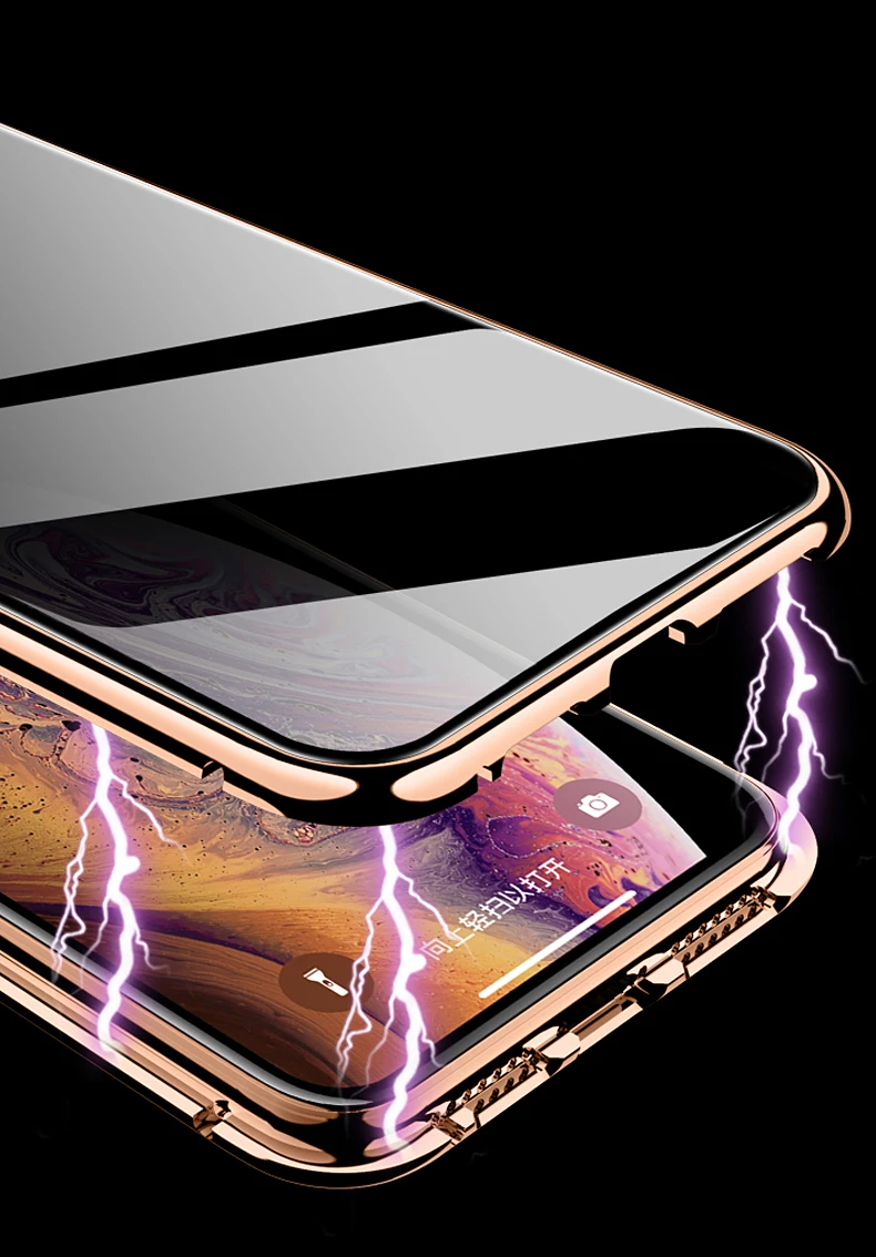 Чехол для iPhone 8/7/Plus/X/XS Max/XR 360 полная защита анти-ползучий закаленное стекло и Алюминиевый металлический бампер чехол