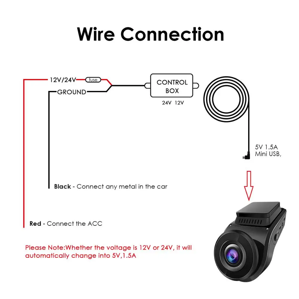 Vantrue 10ft Mini USB 12V 24V to 5V Dash Cam Hardwire Kit с защитой от низкого напряжения только для камеры