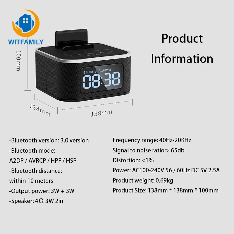 Умные мини часы с сабвуфером светодиодный HD цифровой дисплей беспроводным Bluetooth