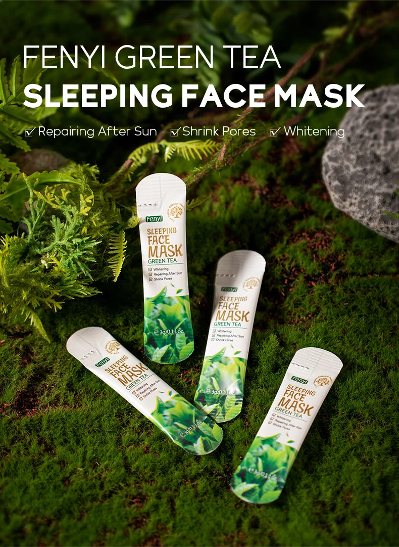 máscara de dormir chá verde máscaras faciais sem lavagem relaxantes para cuidados com creme noturno reparador peças