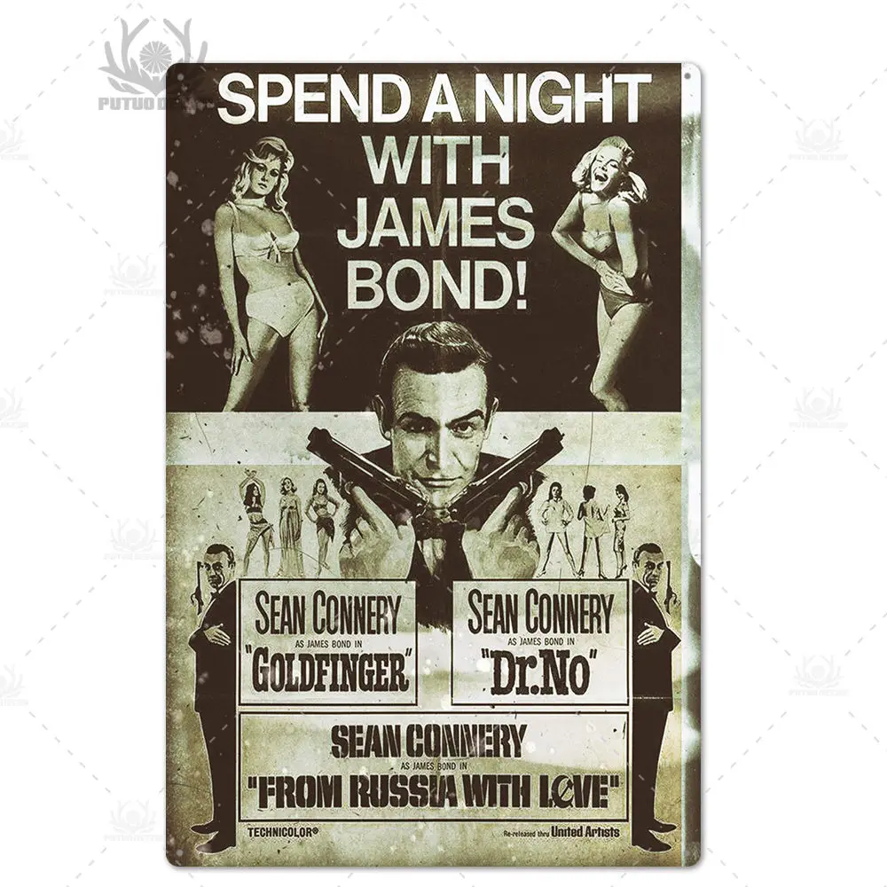 007 фильм металлический постер ретро классический фильм металлическая Оловянная табличка металлический винтажный Настенный декор для бара паба клуба человек пещера - Цвет: TH4251