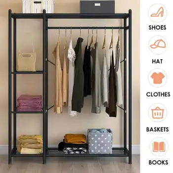 

Coat Wardrobes Rack Hanger Standing Clothes Garment Rack Closet Organizer Hanger Storage Shelf Holder