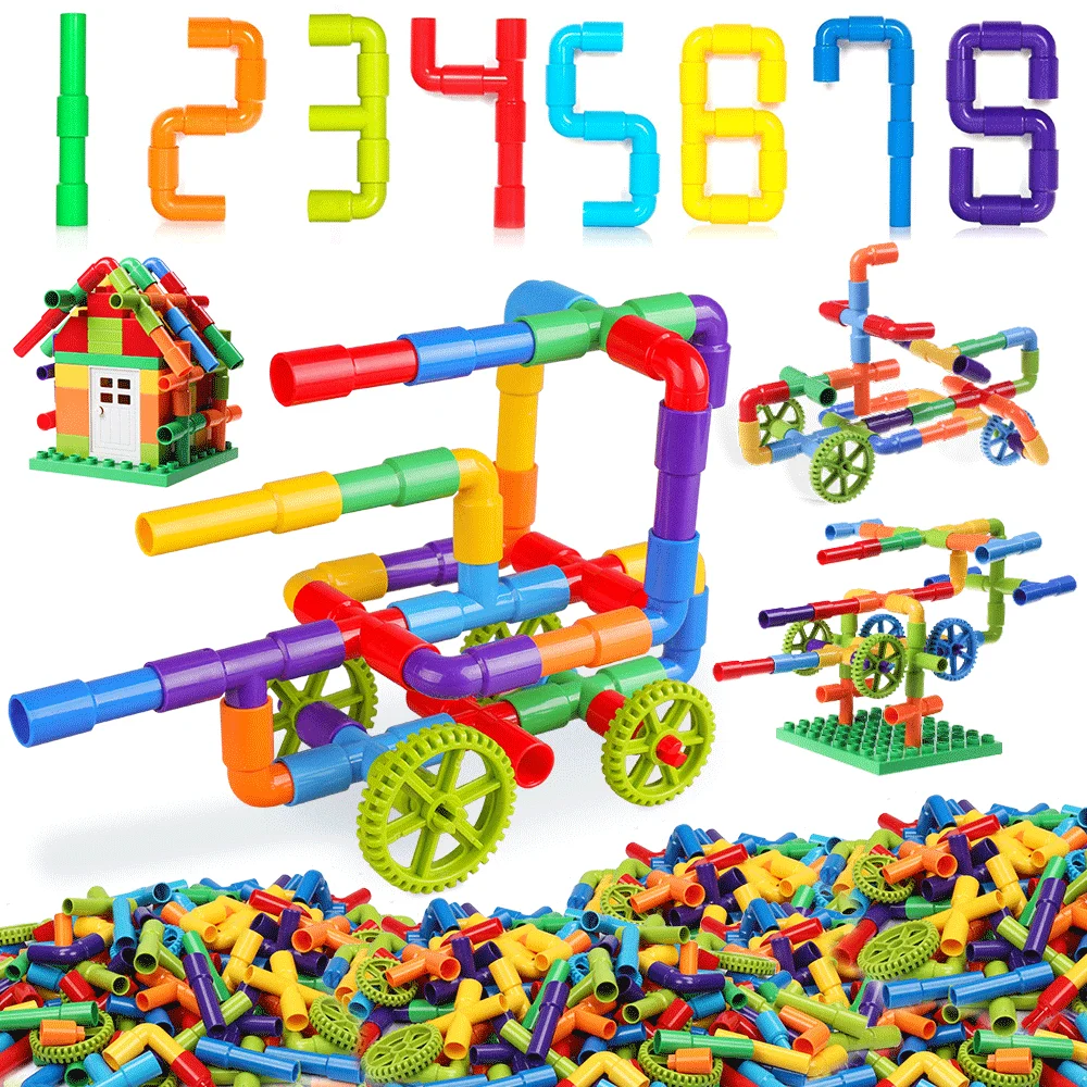 DIY Water Building Blocks Toys Montessori Water Pipe Building Blocks Toy Designer Children Construction Educational Toys Gift 3