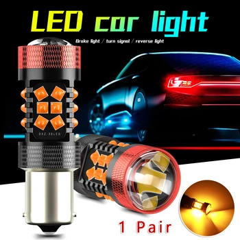 

30SMD 2pcs Lights P21W BA15S Front Turn Signal Blinker Amber Light Lamp 3030