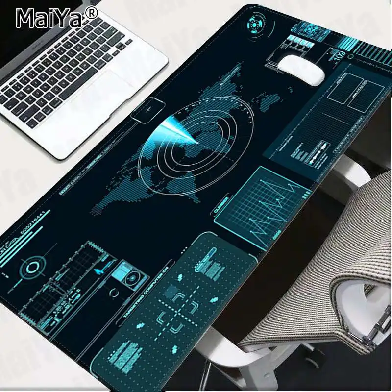 Maiya Marvel Iron Man Jarvis stark industries Durable Rubber Mouse Mat Pad Free Shipping Large Mouse Pad Keyboards Mat - Цвет: Lock Edge 30x80cm