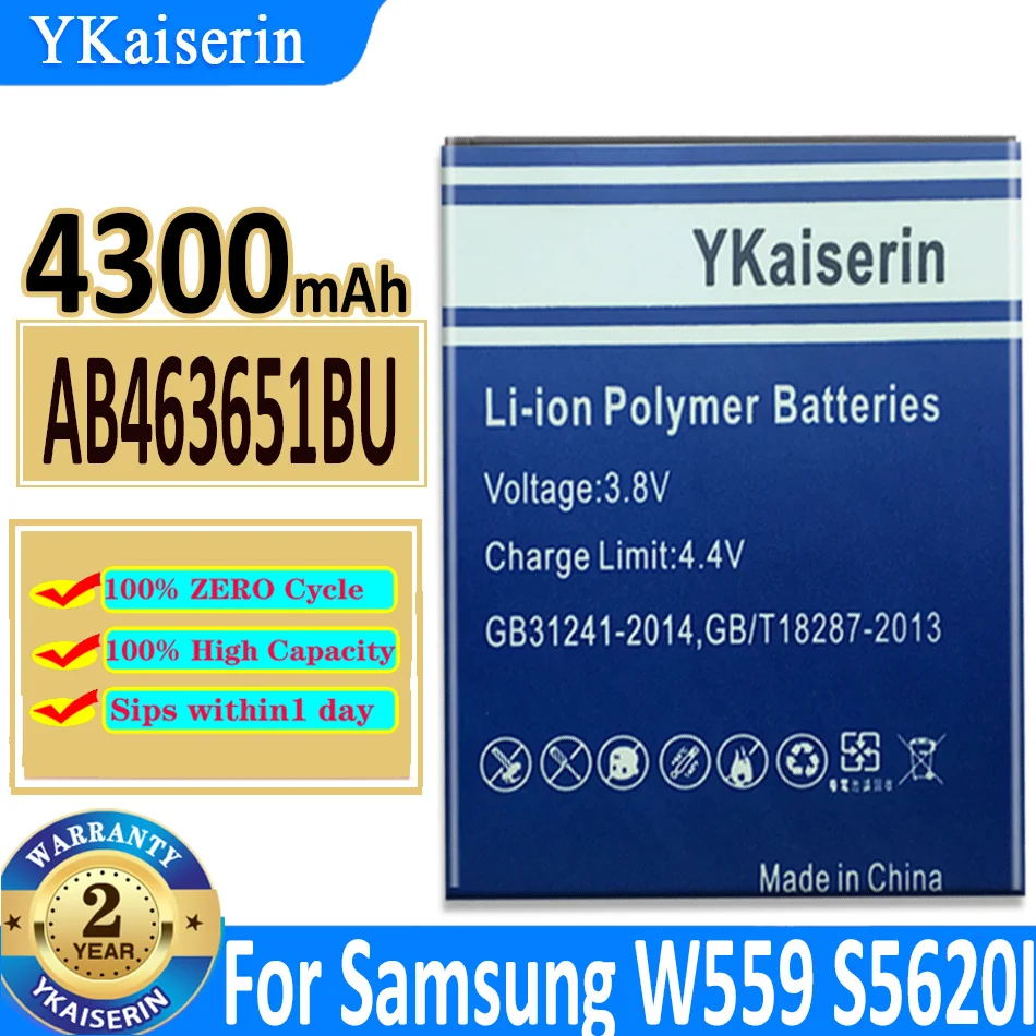 Аккумулятор AB463651BC AB463651BE AB463651BU на 4300 мАч для Samsung W559 S5620 S5630C C3200 F339 S5296 C3322 | Мобильные