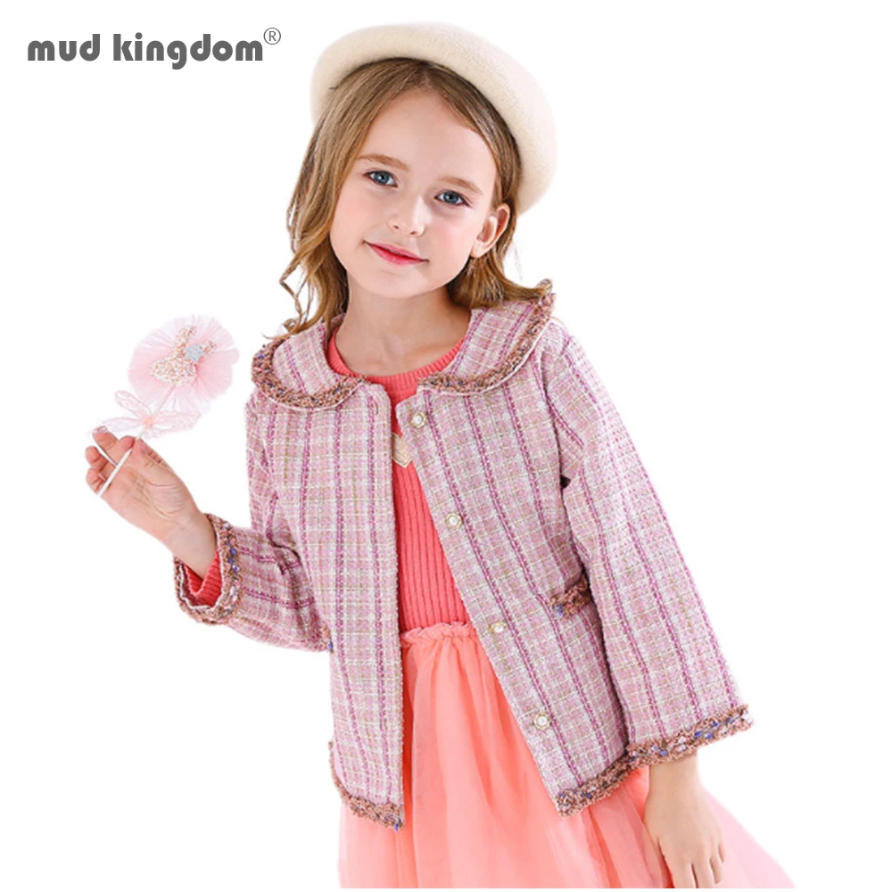 

Mudkingdom Kids Girls Tweed Blazer Jacket 2020 New Plaid Jacket for Baby Girl Tracksuit Costume