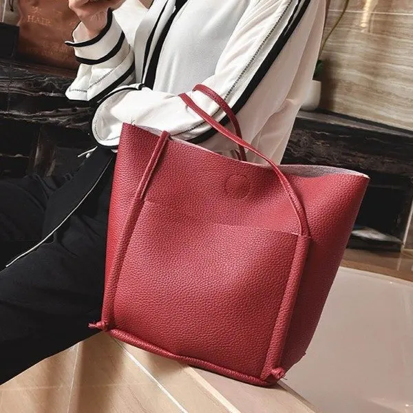 

2018 Hot Selling Bucket Different Size Bags Four-piece Set WOMEN'S Bag Pu WOMEN'S Shoulder Bag Hand Big Bag