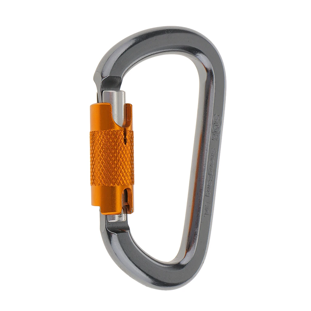 28KN Rock Climbing Rappelling Tree Carving Carabiner Screw Locking Key Chain Camping Hiking Climbing Accessories