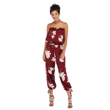 

Summer Pop Print Tube Top Women Playsuit Slash Neck Girdle Wasit Fashion Lady Jumpsuit Suit Clothes