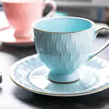 HobbyLane 2 шт./компл. 190 мл сплошной Цвет тиснение Кофе чашка+ блюдце набор посуда набор чашка керамики