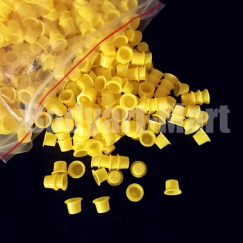 

1000pcs 8mm Small Size Yellow Tattoo Ink Cups Caps Permanent Makeup Pigment Cups Caps Supply YIC9-1000# Free Shipping