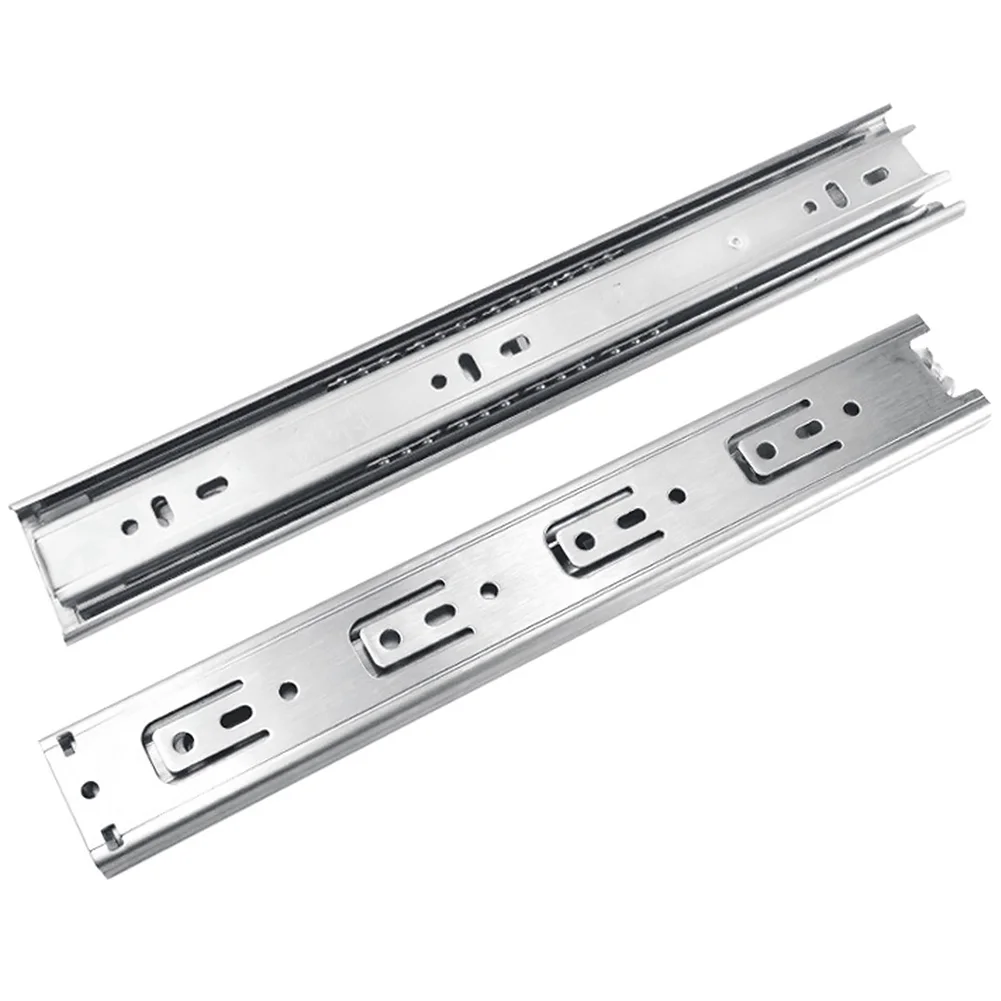 

2pcs Replacement Drawer Rail Durable DIY Home Track Three-Section Cabinet Slide Soft Close Stainless Steel Easy Install