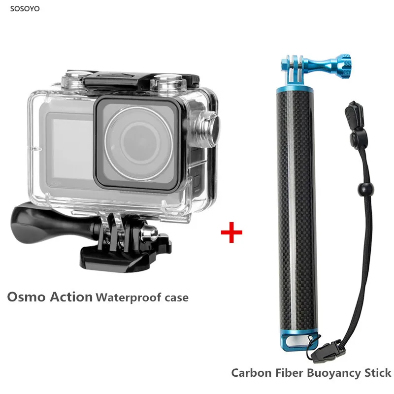 

Waterproof Case shell + Carbon Fiber Buoyancy Rod Diving Floating Handheld Selfie Stick For DJI Osmo Action Camera Accessories