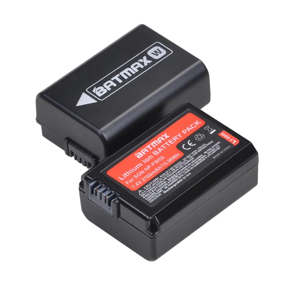 2Pcs 2160mAh NP-FW50 NP FW50 NPFW50 Battery Akku + LCD Dual Charger for Sony Alpha a6500 a6300 a7 7R a7R a7R II a7II NEX-3 NEX-5 sony battery charger sony battery digital camera battery