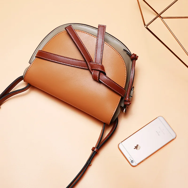 

New Style WOMEN'S Bags Retro Saddle Bag Over-the-shoulder Bag WOMEN'S Leather Bags Fashion Bag Cowhide WOMEN'S Handbag 0997