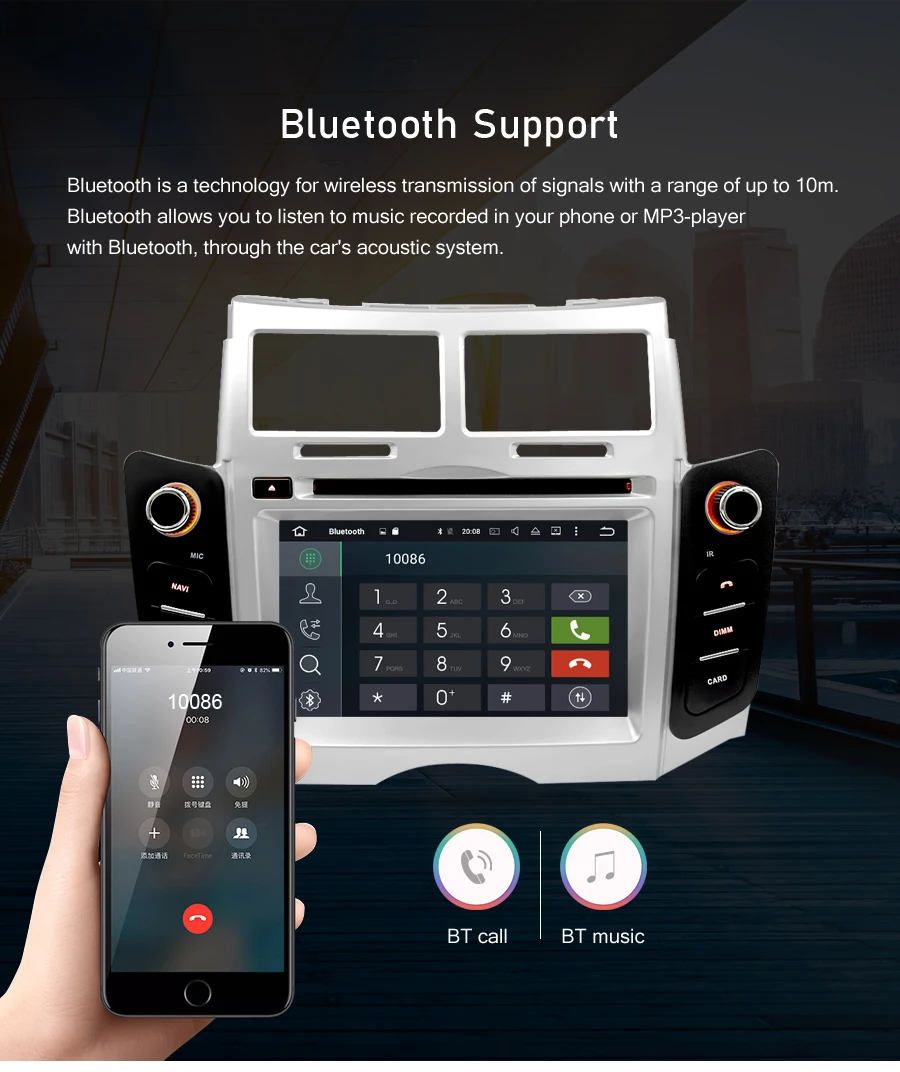 Discount IPS Android 9.0 Car DVD player GPS Navigation Multimedia Stereo For Toyota Yaris 2005-2011 Auto Radio Audio Bluetooth Headunit 7