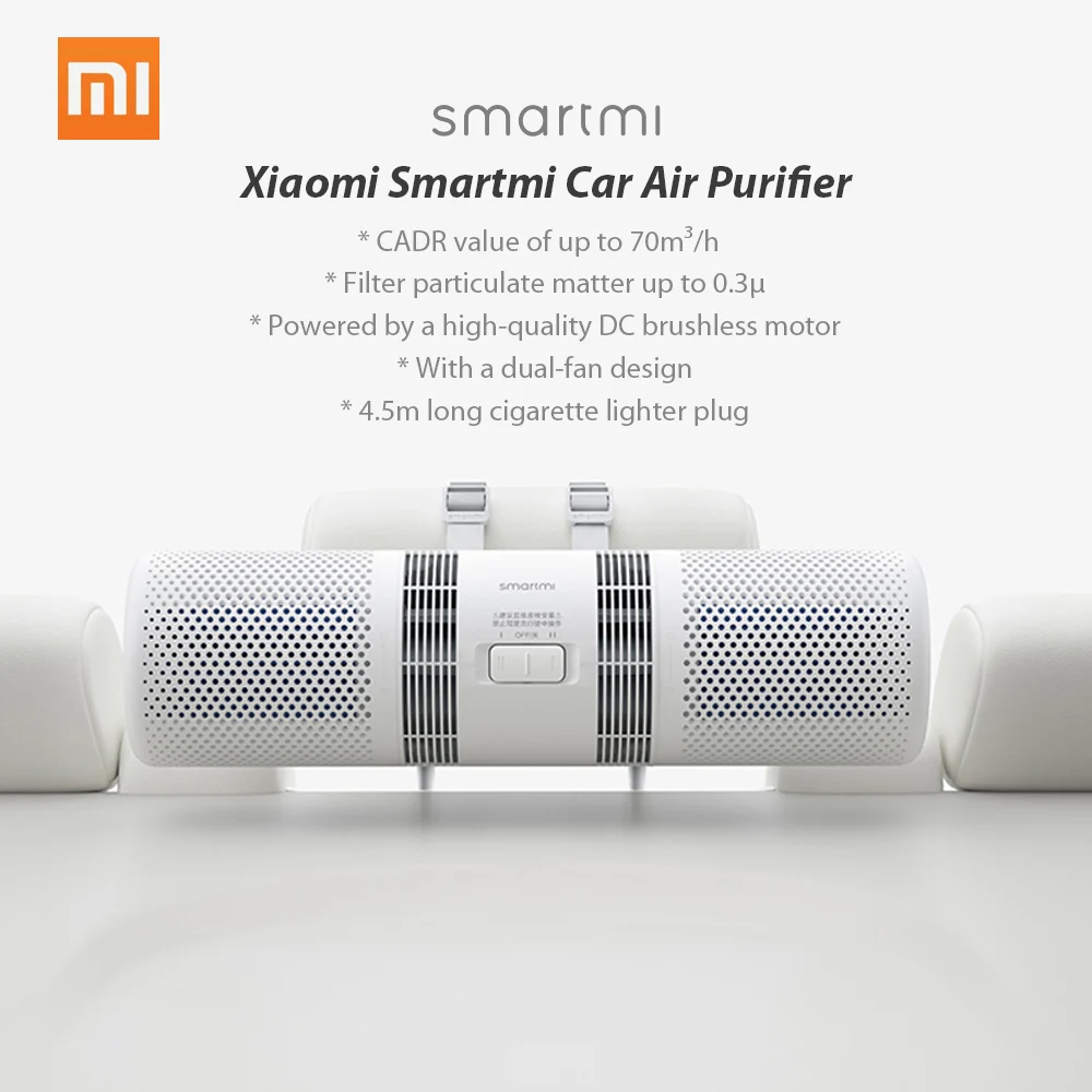 Xiaomi Smartmi автомобильный очиститель воздуха HEPA фильтр стерилизатор 70m³/ч CADR Кислородный Бар Освежитель Воздуха Автомобильный Очиститель Воздуха бесшумный очиститель