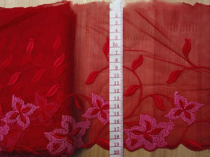 

17M Handmade DIY Clothing Accessories Wedding Floral Red Embroidery Lace Trim Fabrics Curtains Sofa Sewing Laces Trimming