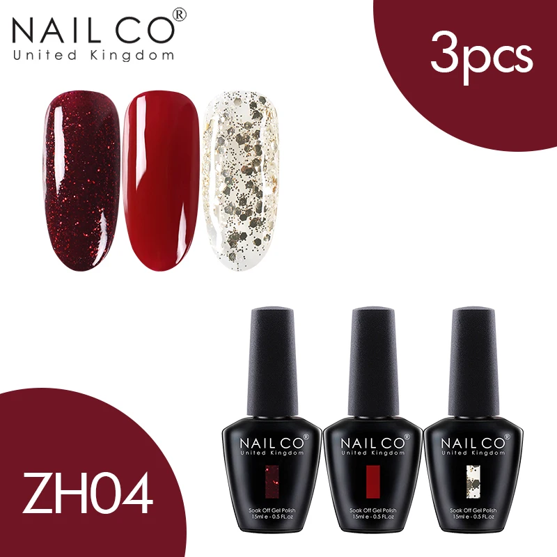 NAILCO 3 шт. набор гель-лака UV Vernis Полупостоянный Праймер УФ-гель для ногтей Краска Декоративный Лак для ногтей Гибридный отмачиваемый Гель-лак - Цвет: ZH04