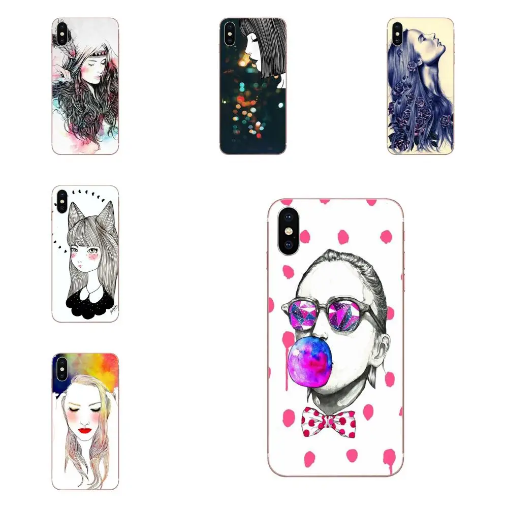 Милые фигурки эскиз девушка для Galaxy J1 J2 J3 J330 J4 J5 J6 J7 J730 J8 2015 2016 2017 2018 mini Pro ТПУ