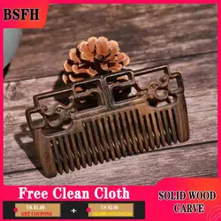 Hand-carved Double-sided Green Sandalwood Dragon Comb Modeling Tool Natural Material Anti-static Exquisite Gift Portable