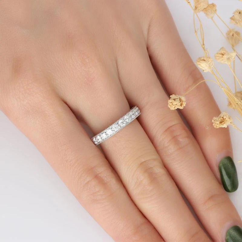 Veryins Vantage 14k 585 Белое золото DEF цвет Moissanite стек половина вечности обручальное кольцо для женщин подарок