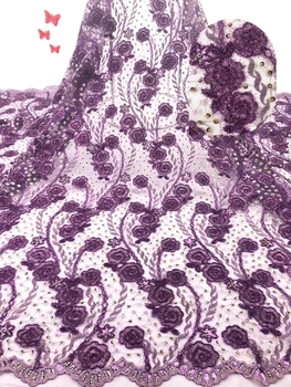 

New arrive Pretty african lace fabric with embroidery french tulle lace fabric 7 color available 5 yards per lot G0057