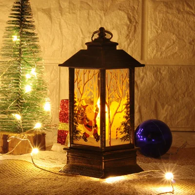 Рождество настольная лампа в форме свечи дома светодиодный Чай светильник в форме свечи клетка с оленем и Санта лампа-подсвечник ночной Светильник снеговик декоративный подсвечник - Цвет: E-S