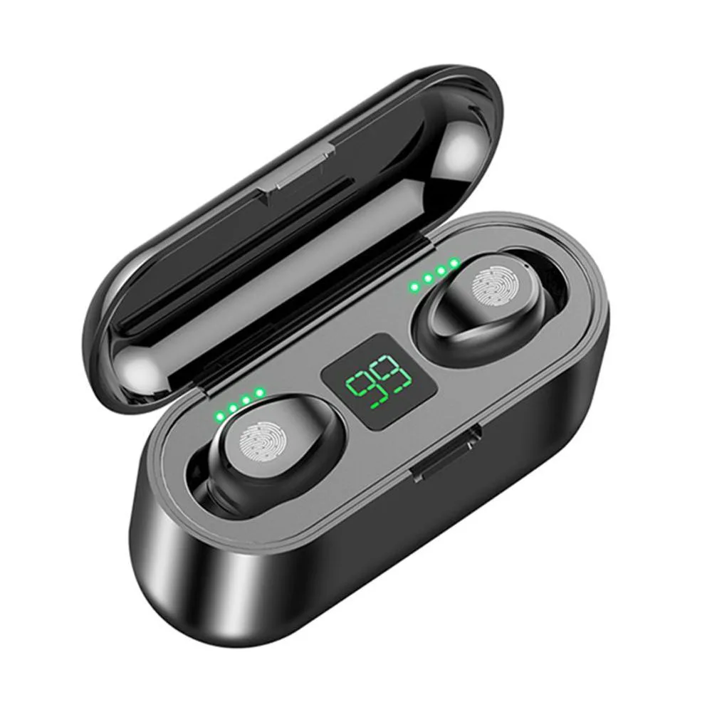 Беспроводные наушники TWS F9 с микрофоном Bluetooth V5.0 гарнитура со светодиодный ным