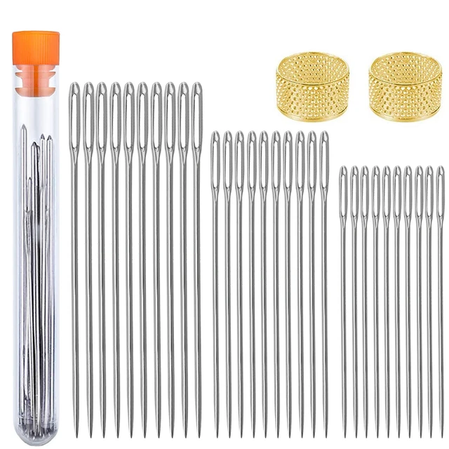 30PCS Large Eye Needles Hand Sewing Tool with Storage Tube for Act Crafts 3  Size